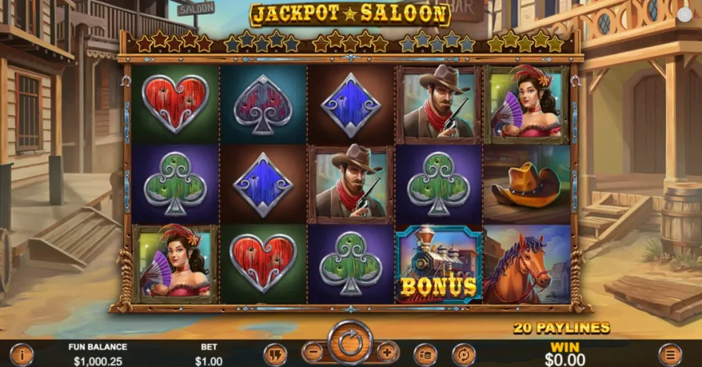 Jackpot Saloon Slot Game Play View